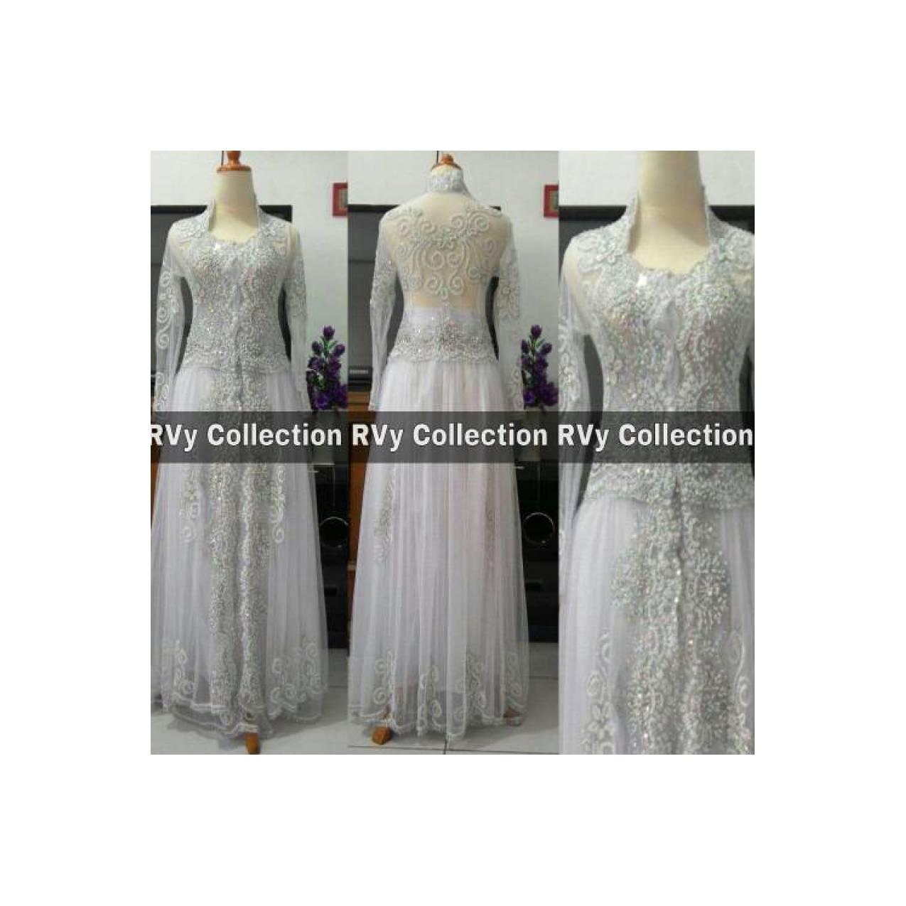 Set Kebaya Abaya Akad Nikah Putih (Pengantin/Resepsi) Muslim Original
