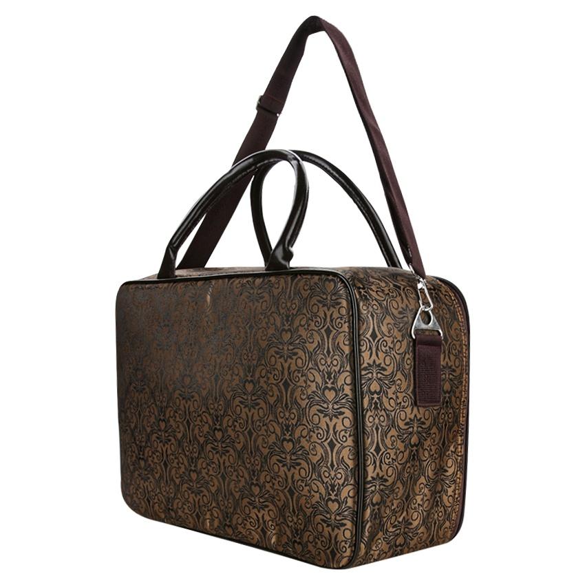 AMT Tas Koper Travel Bag Pria dan Wanita Bahan Emboss Motif Batik - Kopi