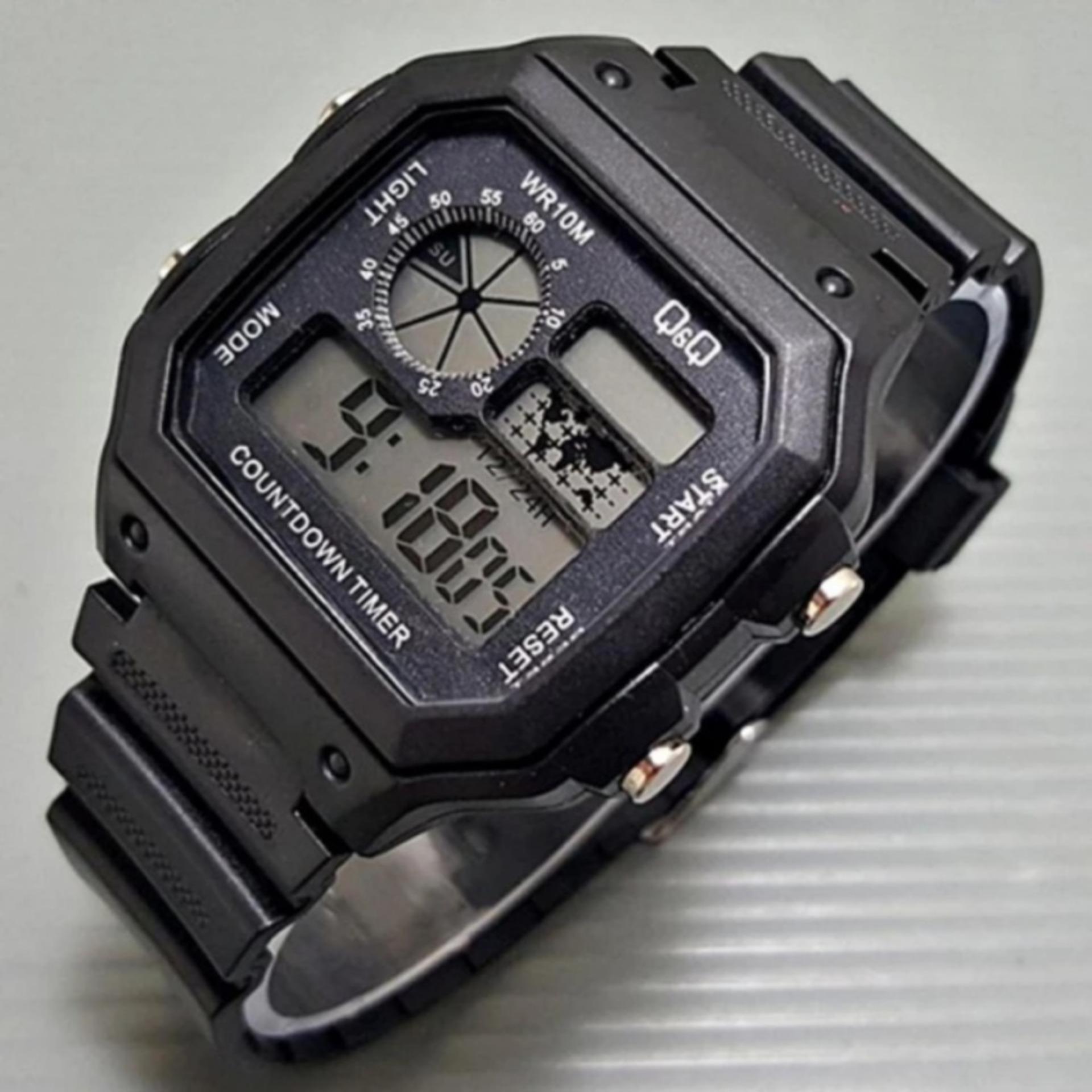 Watches QQ Jam Tangan Sport QQ Pria Wanita Hitam