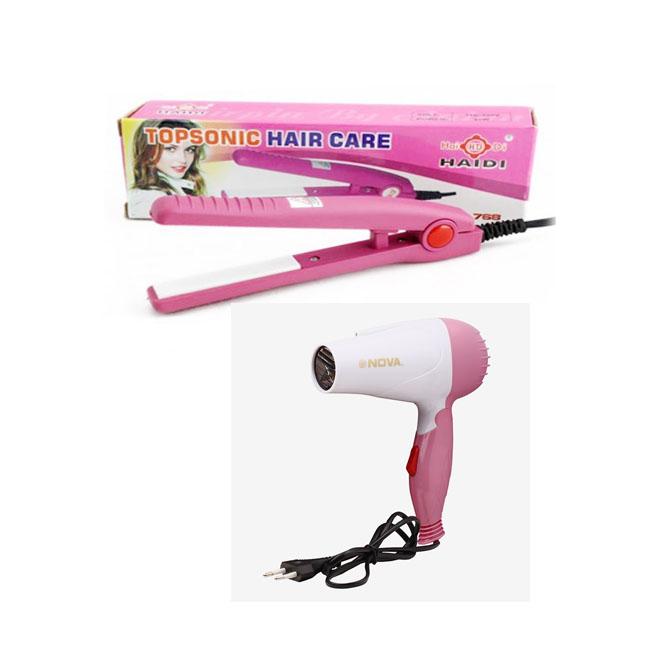 Paket Murah Alat Kecantikan Nova Hairdryer dan Catokan Mini Haidi