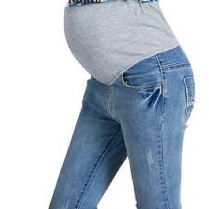 Fashion _ Celana Jeans Stretch Ibu Hamil - Celana Hamil Jeans - Jeans Materna