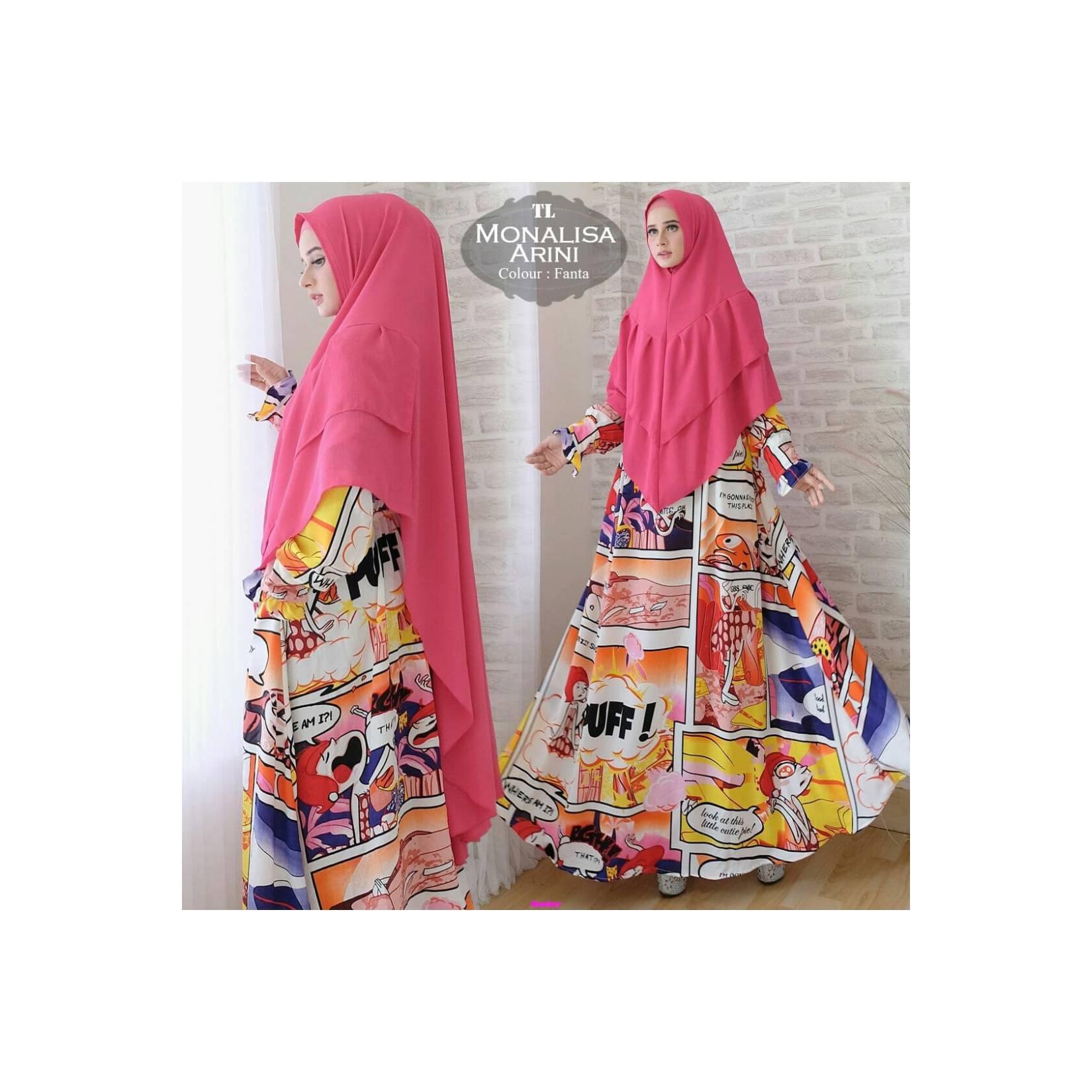 Syari monalisa arini/gamis karakter/syari anak remaja/gamis pink/TL
