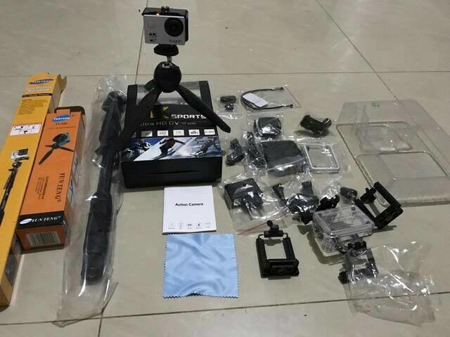 paket Kogan kamera action Sport camera Wifi 4K 18 Mp Tongsis Yt tripod Terlaris di Lazada
