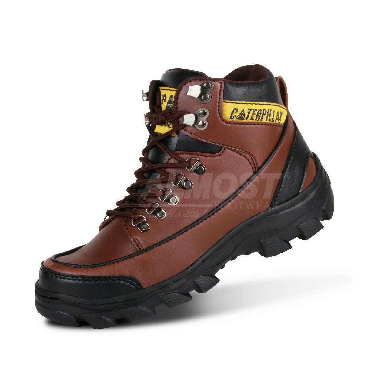 Sepatu Boots Safety ujung besi original bandung cibaduyut crocodile kickers almost catterpilar Tan cream abu