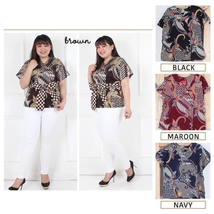 Baju kerja batik wanita cewek gemuk gendut jumbo blouse wanita modern zaman now