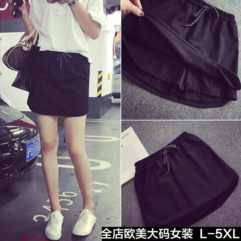 Versi Korea Ukuran Besar Baju Wanita 2017 Pakaian Musim Panas Model Baru Lemak MM Adik Perempuan Gemuk 200 Pound Legging Aman Rok Celana Celana Pendek Wanita