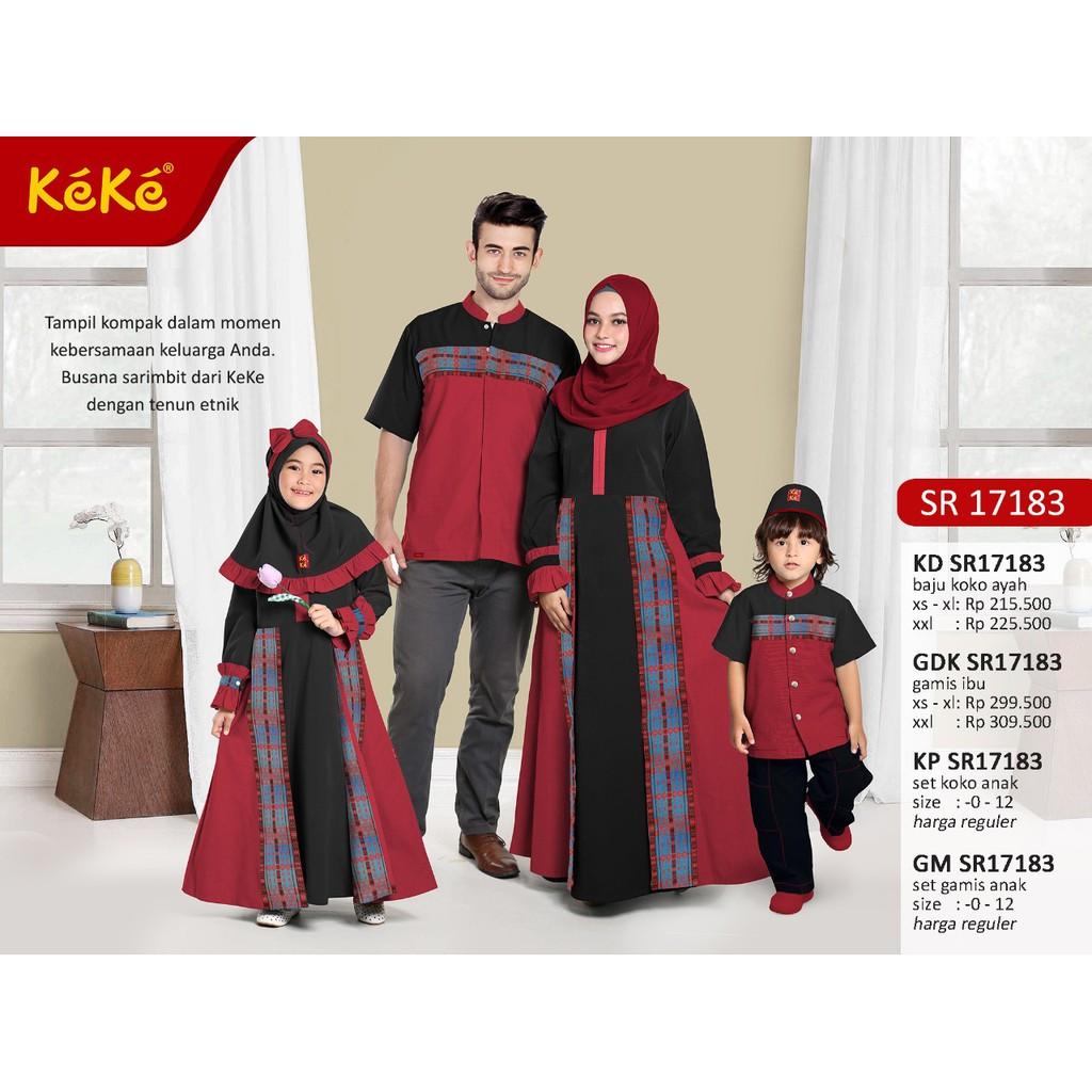 (TERBARU) Sarimbit Keke SR 17183 Merah Kombinasi Hitam (Gamis Anak No. 0)