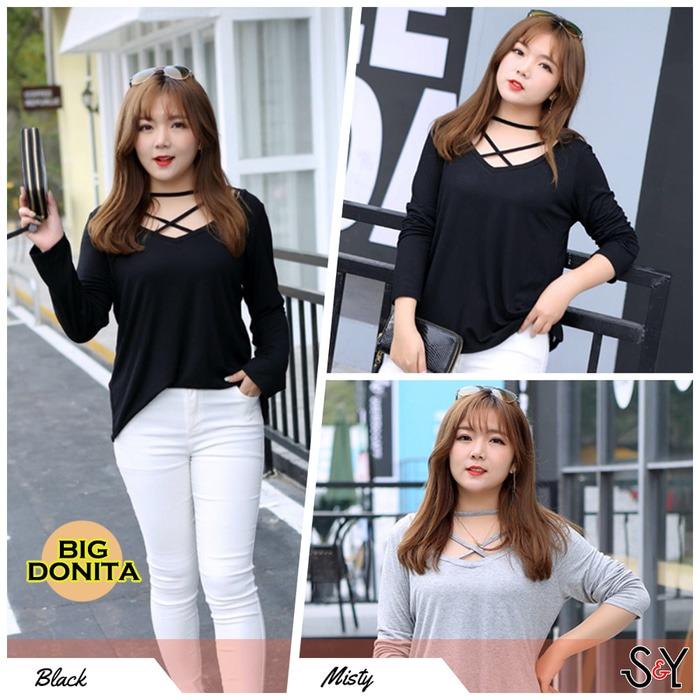 Big Donita Lengan Panjang Blouse Big Size Baju Atasan Wanita Jumbo