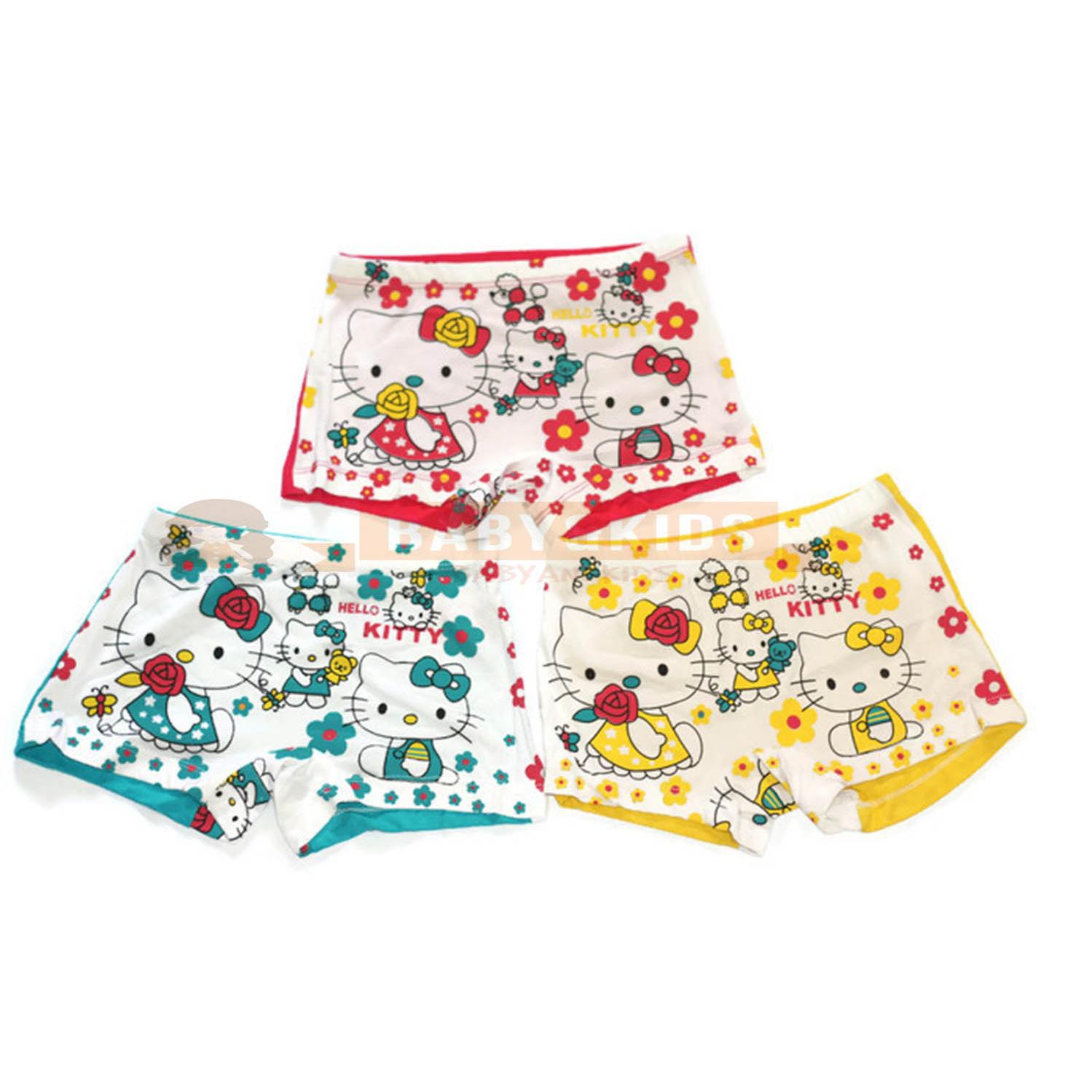 Bajuanakanak Celana Dalam Boxer Anak Perempuan Murah HELLO KITTY Bunga Boxer-3 pcs