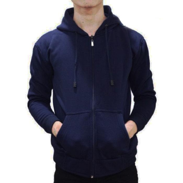 Jaket Sweater Polos Hoodie Zipper Pria/Wanita