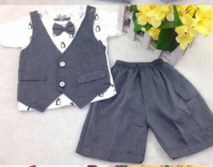 Setelan Anak Cowok Rompi Karakter - Baju Anak Laki-Laki Murah - Stelan Formal dasi - Pakaian Pesta Bayi