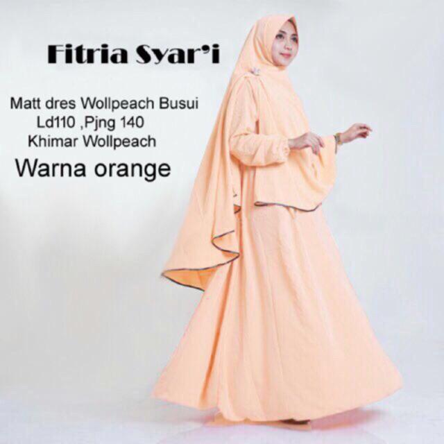 AB Agen Baju Official Shop - Gamis Fitria + syari busana muslim hijab fashion polosan (FITRIA MARON)