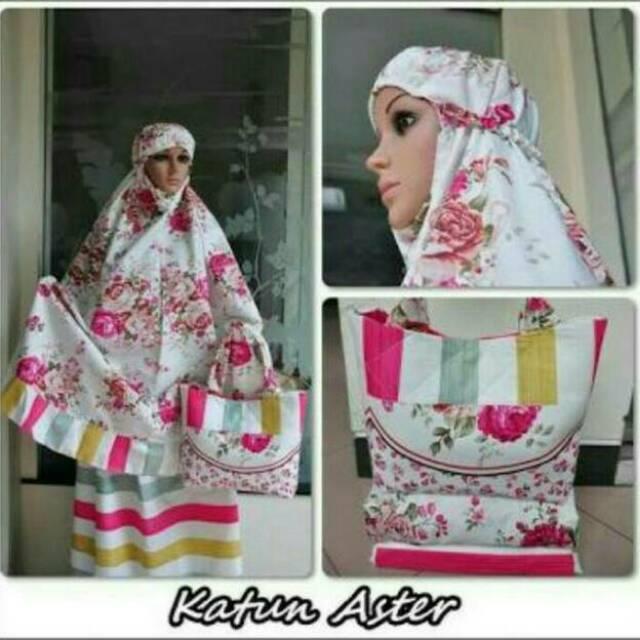 Mukena katun Jepang aster ecer