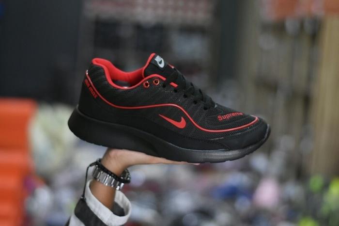 Sepatu Sport Nike Airmax Supreme Running - Full Black Hitam Merah