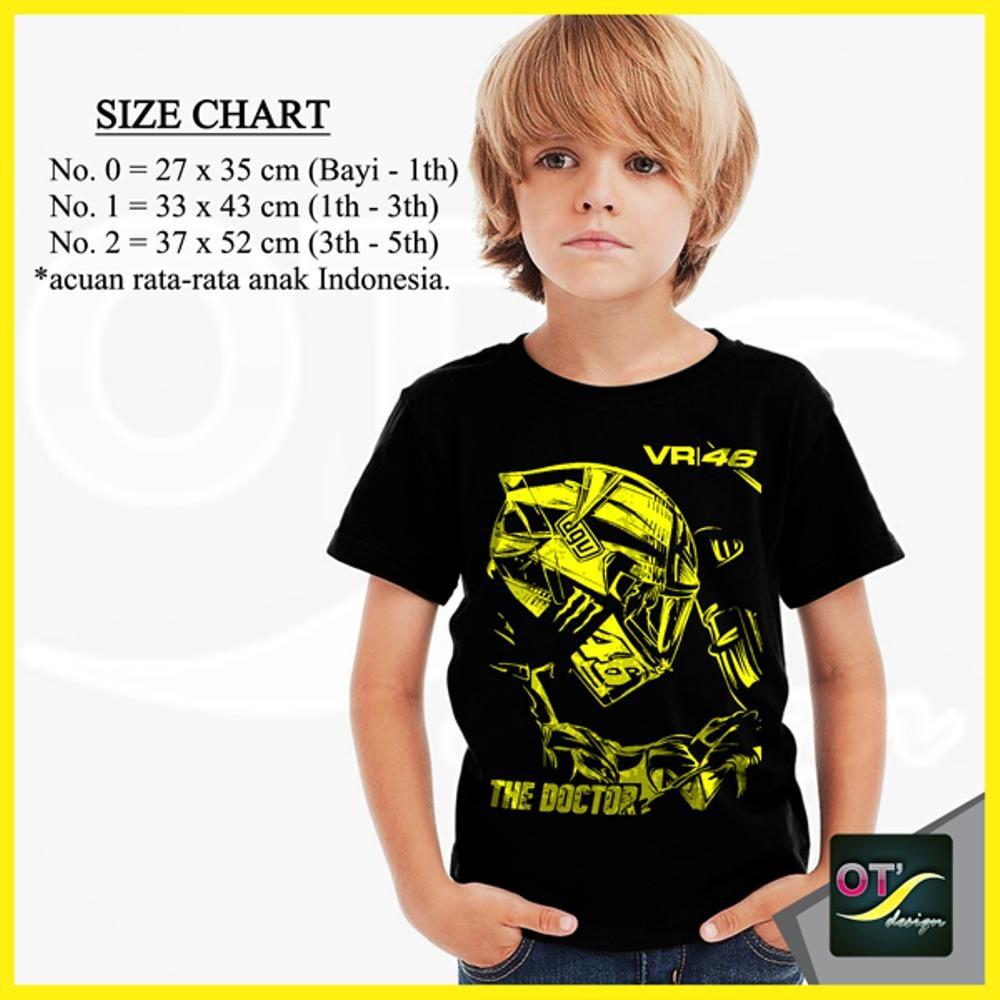 T-Shirt Kaos Anak Baju Distro VR46 V**Entino Rossi #1 Motogp Hitam Ot Design