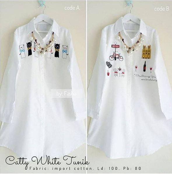 Catty White Tunik Baju Tunik Wanita Trendy Best Promo
