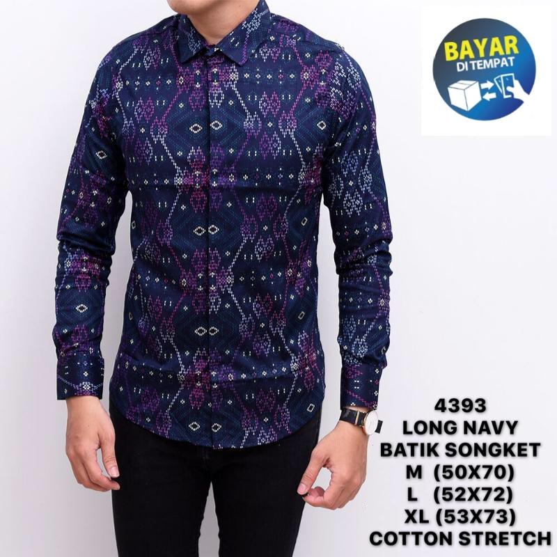 Kemeja batik songket pria resmi/batik songket pria atasan formal/kemeja pria murah lengan panjang 4393