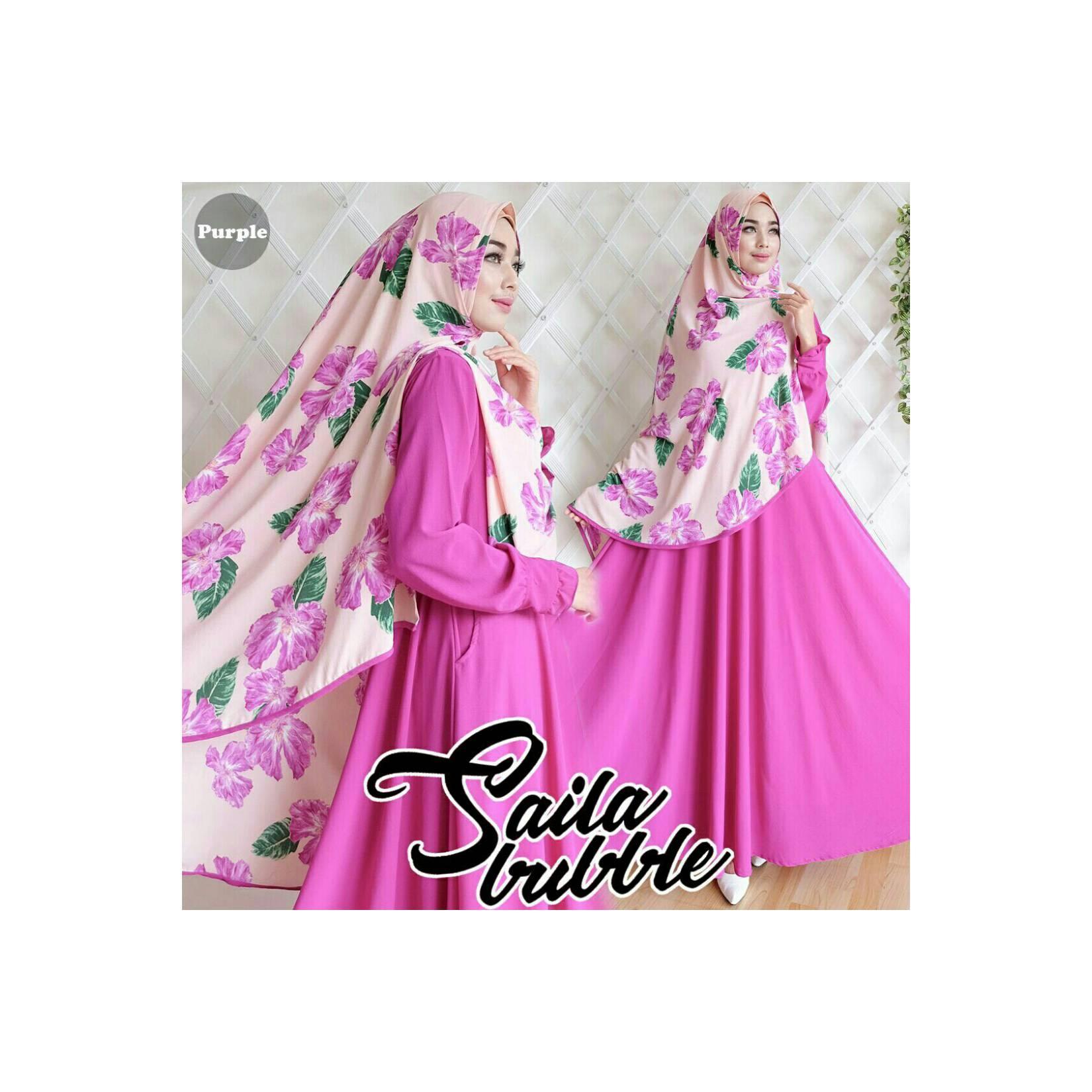 gamis abaya pinky aora+khijab flowers