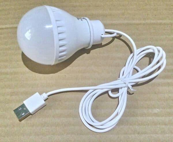 Bohlam Lampu LED 5 Watt USB head plug kabel 1 M