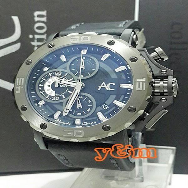 ALEXANDRE CHRISTIE AC 9205 COLECTION LEATHER BLACK FULL BLACK ORIGINAL