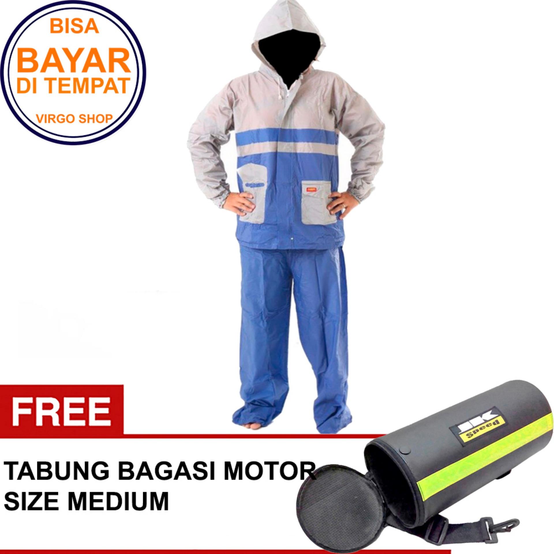 Termurah Elmondo Jas Hujan Setelan Baju Celana - New Kombinasi Tipe 905 Biru Bonus Tabung Bagasi Medium