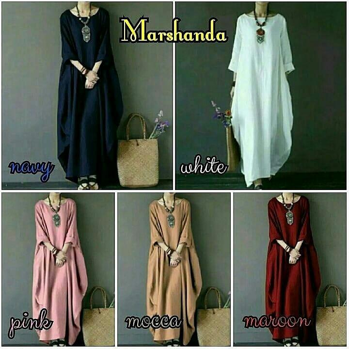Baju Muslim Original Marshanda Dress Buble Crepe Gamis Panjang Terbaru Hijab Casual Pakaian Wanita Hijab Modern
