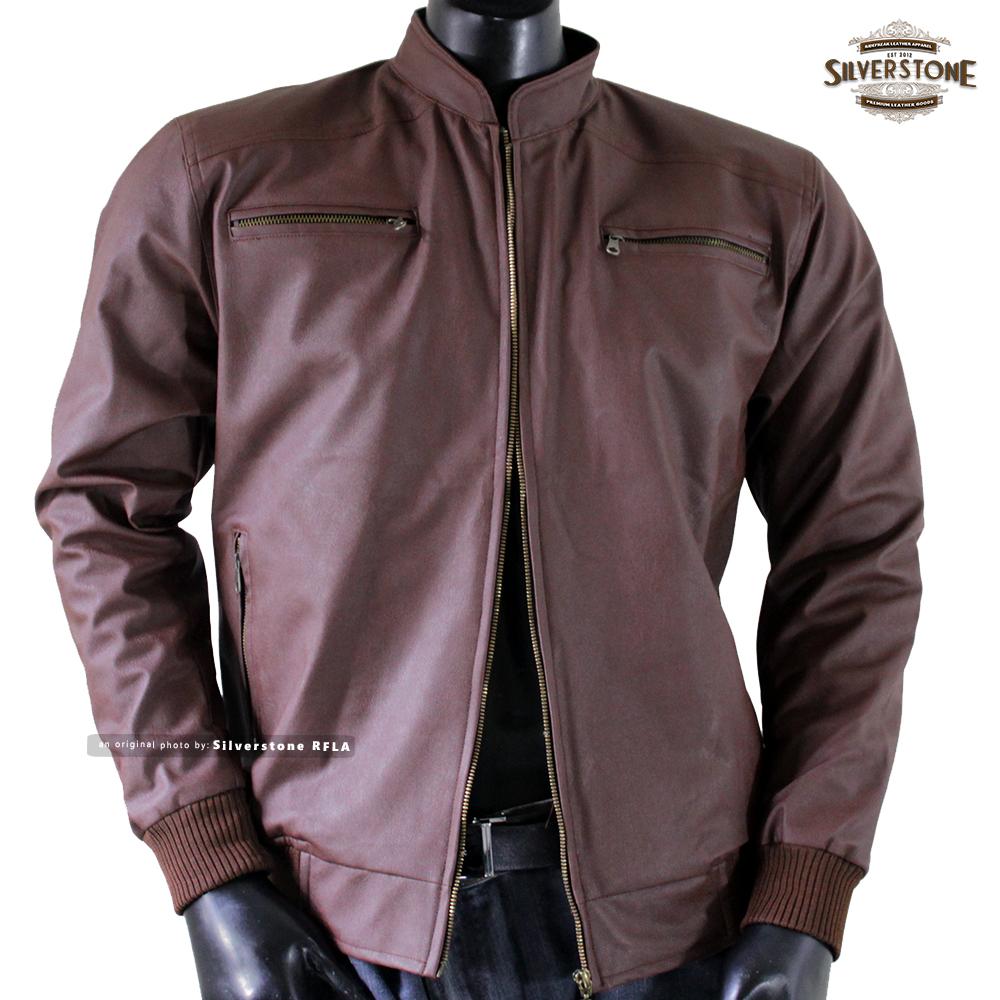 Jaket Kulit Pria - Elegant Brownie ARL-033 Silverstone RFLA Ariel Noah - Sintetis Kulit Garut Asli - Mudik Touring Motor