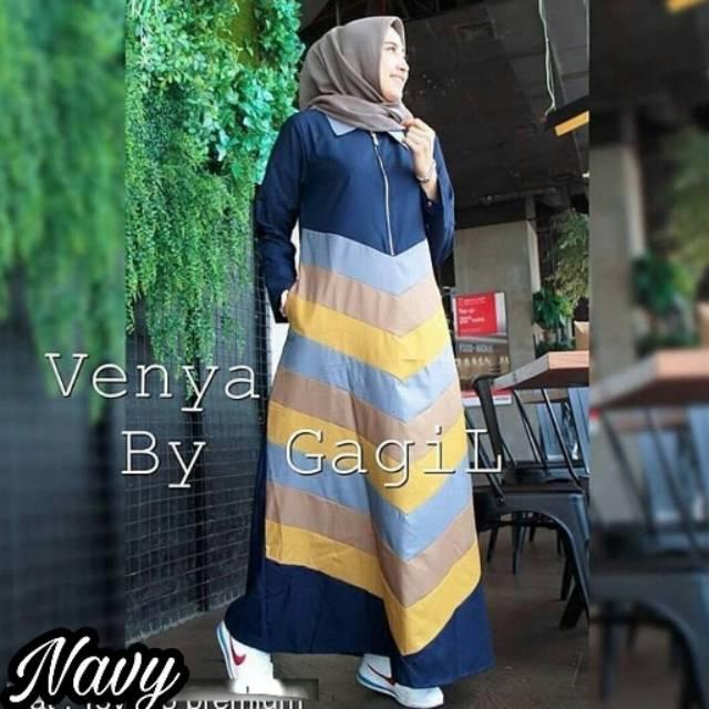 Venya Maxi / Gamis Hijab Murah Wanita / Maxy Harga Grosir / Dress Pakaian Online / Busui Friendly (Mocca)