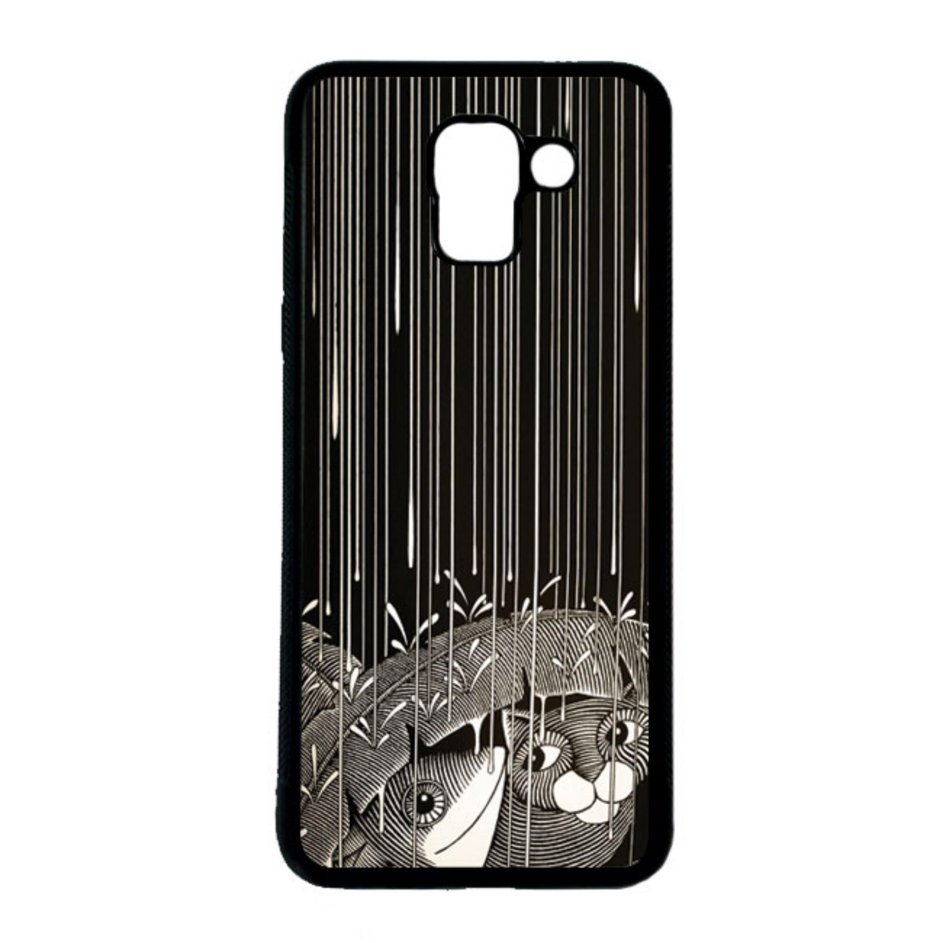 HEAVENCASE Casing Case Samsung Galaxy J6 Case Softcase Hitam Motif Kucing Lucu 23
