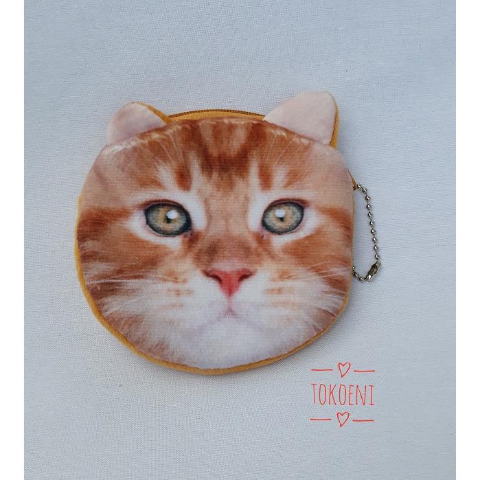 dompet coin wajah kucing mini tas wanita dompet coin bag resleting kantong tas tangan rias karakter cat wallet coin purse dompet kw