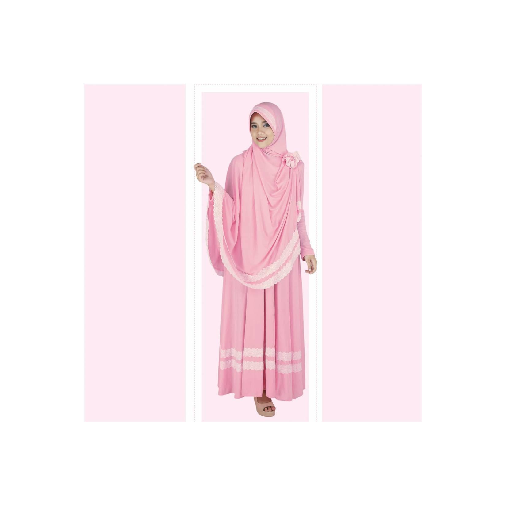 Baju Busana Muslim Gamis Pakistan Setelan Dress Casual Wanita Pink