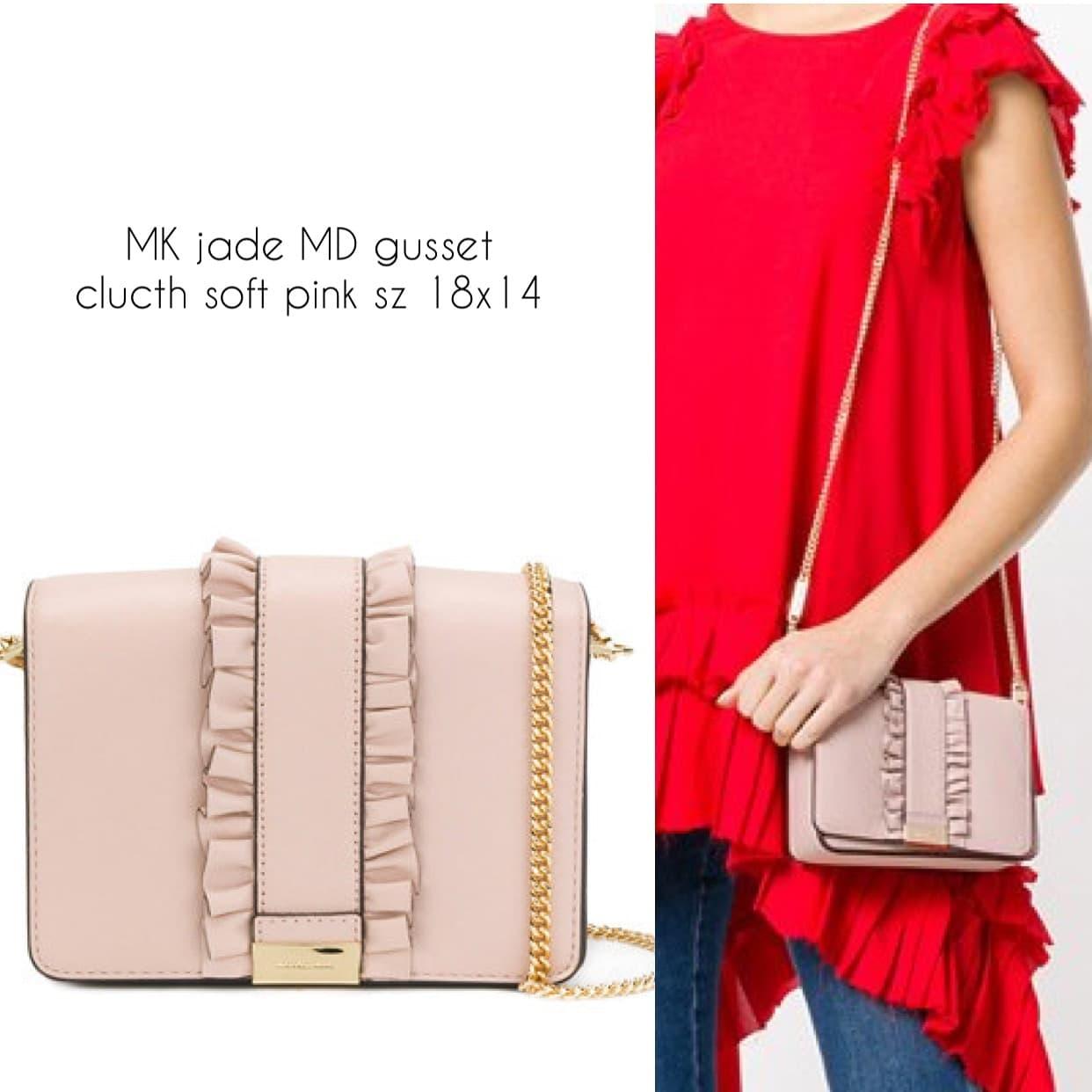 TAS MICHAEL KORS ORIGINAL - MK JADE MEDIUM GUSSET CLUTCH SOFT PINK