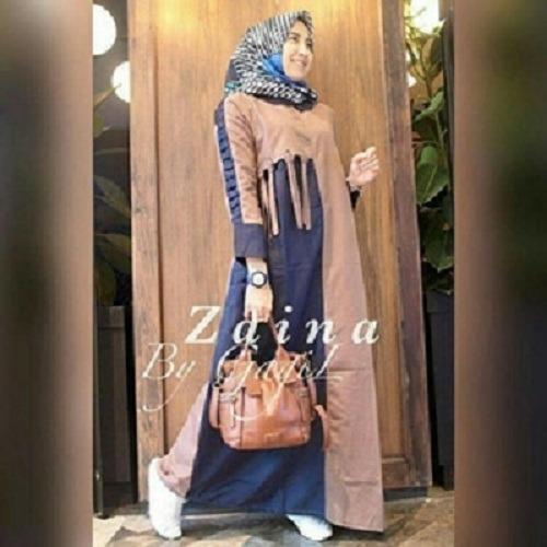 Baju Muslim Original Gamis Zaina Dress Baju Panjang Muslim Casual Wanita Pakaian Hijab Modern Modis Trendy Terbaru 2018