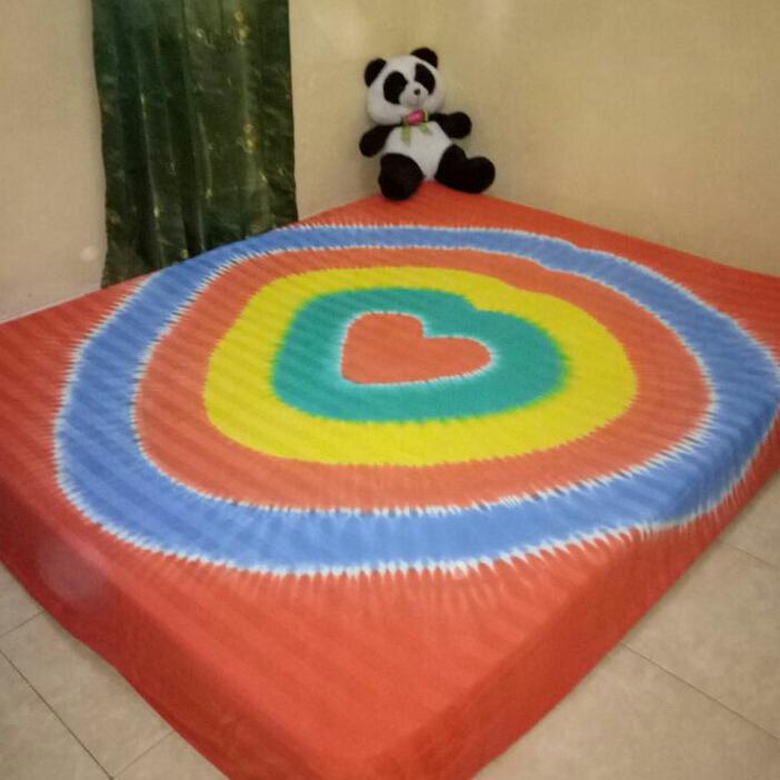Sprei Bali Tiedye Motif Love orange