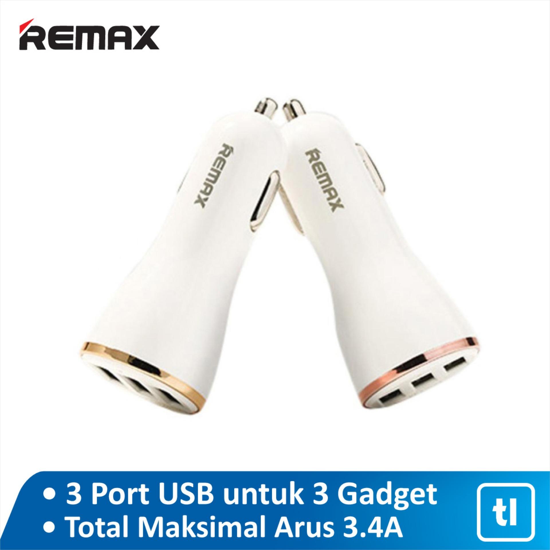 Remax Car Charger Dolfin 3 Ports USB 3.4A RCC303 / Charger Mobil / Charger Mobil Fast Charging / Cas Mobil / Cas HP Mobil Original dan Garansi Resmi Untuk iPhone Android Xiaomi Samsung Huawei ASUS Lenovo Sony Oppo Vivo