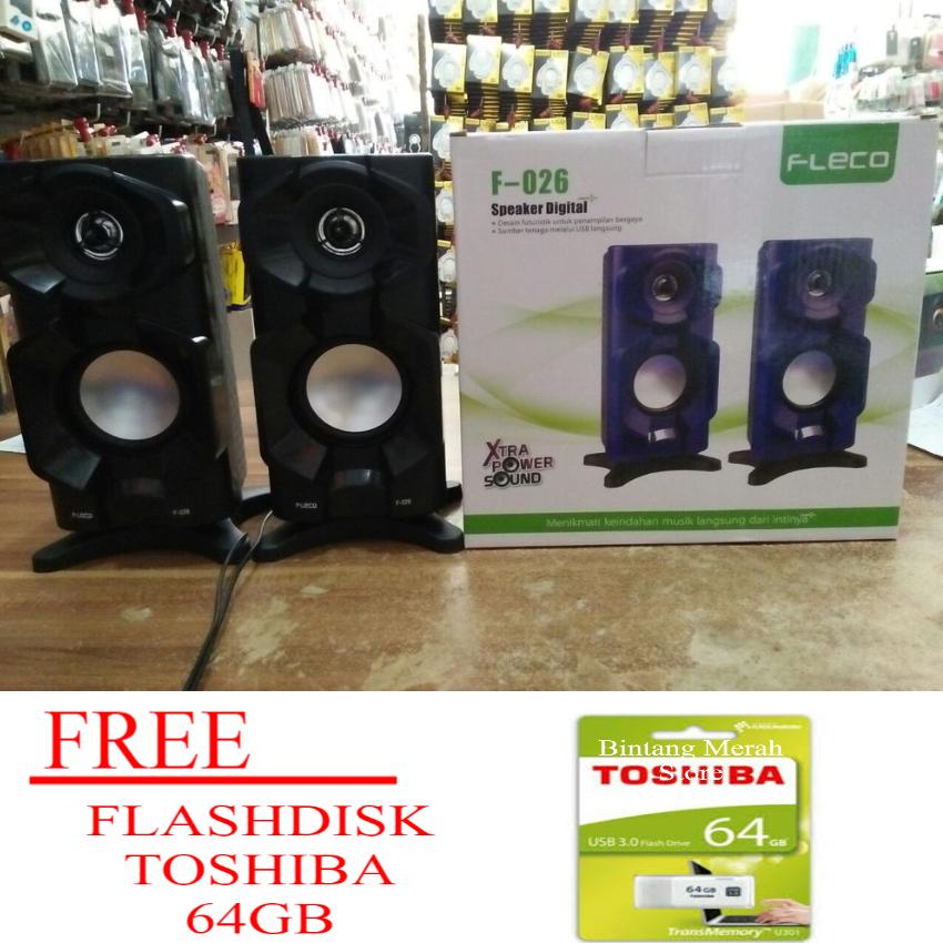 SPEAKER MEGA BASS FLECO F-026 PC KOMPUTER HP TV FREE FLASHDISK TOSHIBA 64GB