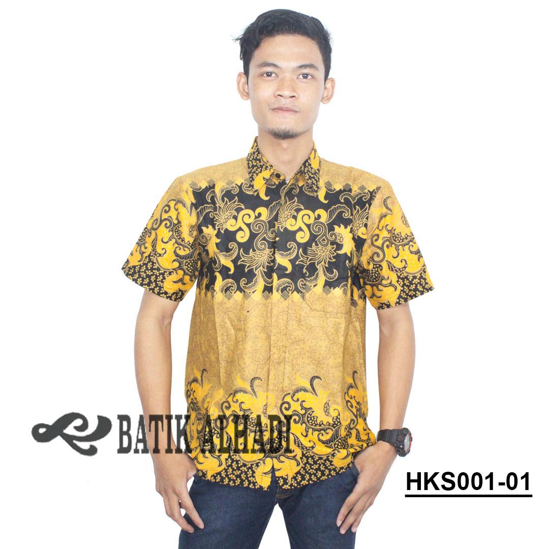 Kemeja Katun Batik Pria / Batik Kerja Kantor Lengan Pendek (HKS001-01)