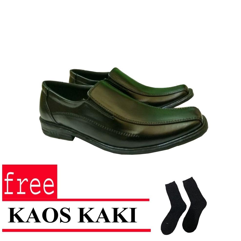 Sepatu Kerja Pria Kantor Pantofel Kulit Sintetis Free Kaos Kaki