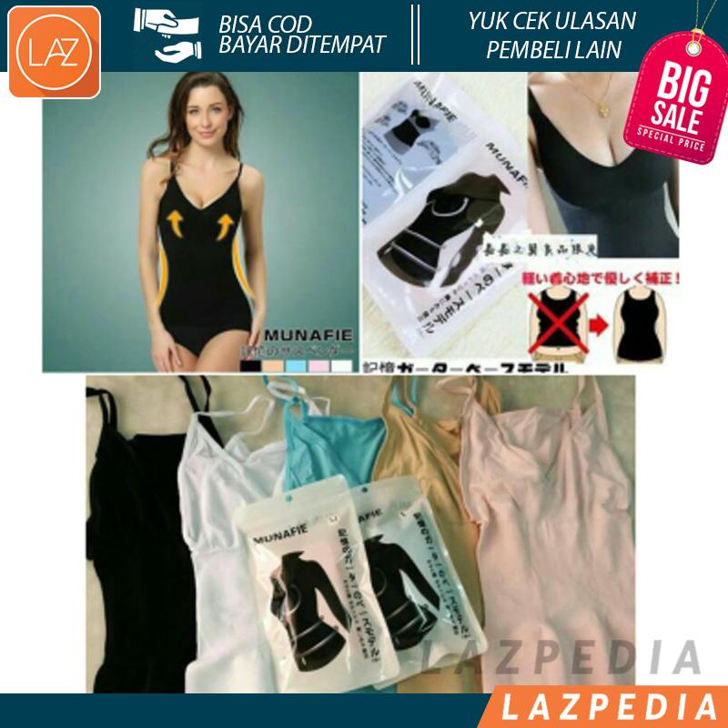 Laz COD - Japan MUNAFIE Cami Sharper Atasan Slim Cloth Slimming Camisole Munafie / Dapat Membakar & Menghilangkan Lipatan Lemak / Hitam - Lazpedia A46