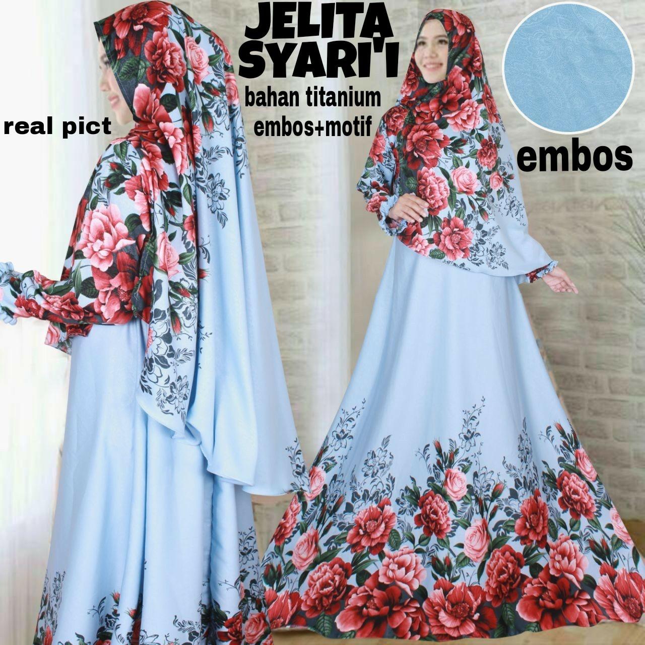 JELITA GAMIS MUSLIM WANITA l MAXI DRESS l PAKAIAN ISLAM l FASHION MUSLIM WANITA l PAKAIAN LEBARAN NAVY HITAM SALEM TURKISH MAROON TITANIUM EMBOS