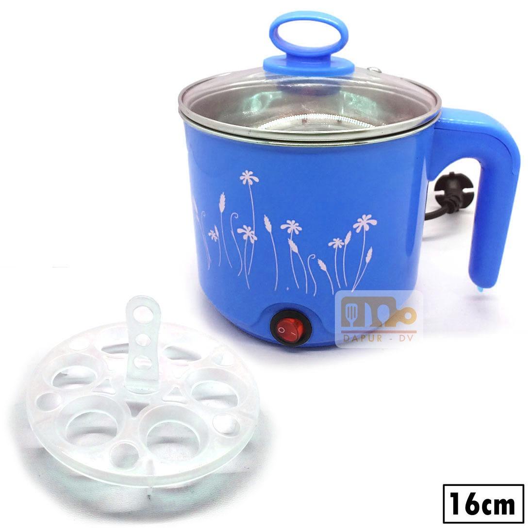 Panci listrik / teko listrik electric pot stainless steel 16 cm - biru