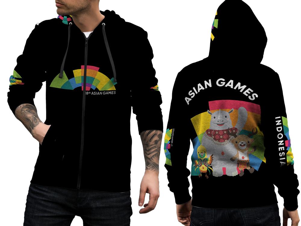 Jaket Sweater Hoodie Zipper Fullprint Custom Asian Games 2018