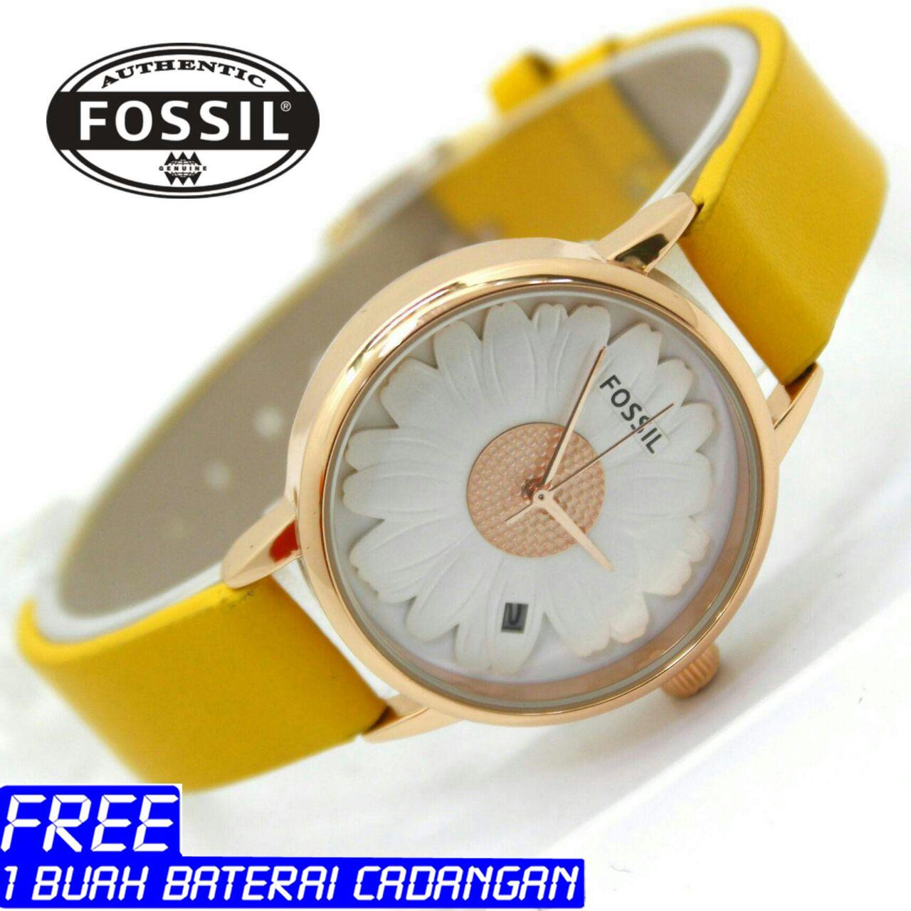 FOSSIL, JAM TANGAN WANITA, KULIT, MOTIF BUNGA