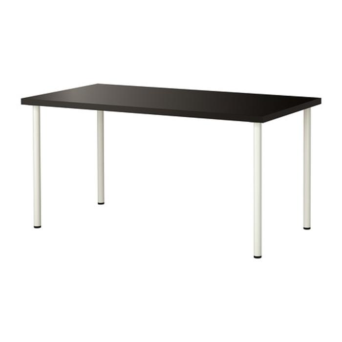 IKEA LINNMON ADILS Meja, hitam-cokelat, putih