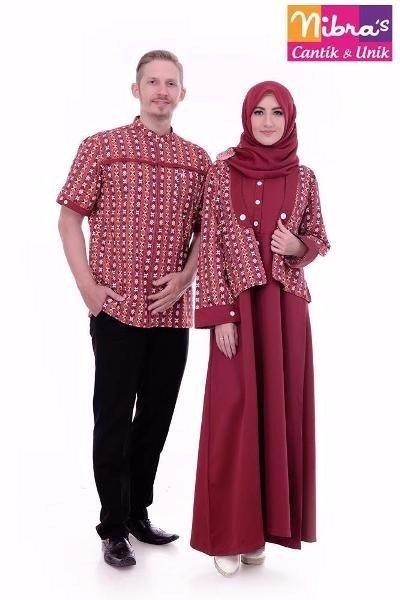 LARIS Baju Kapel Nibras Couple 45 Marun ORIGINAL Baju Muslim Sarimbit