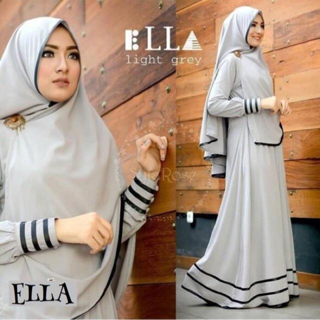 Damai fashion jakarta - baju gamis wanita 2in1 hijab syari ELLA 2 warna - KONVEKSI TERMURAH
