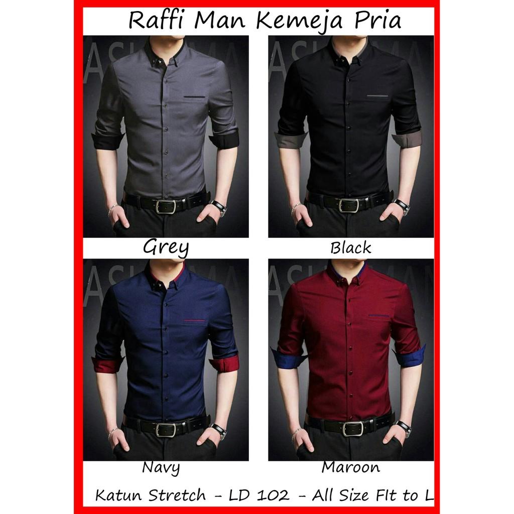 Baju Raffi l Kemeja Pria l Fashion Muslim l Lengan Panjang l Lebaran l Hitam l Polos (Maroon)