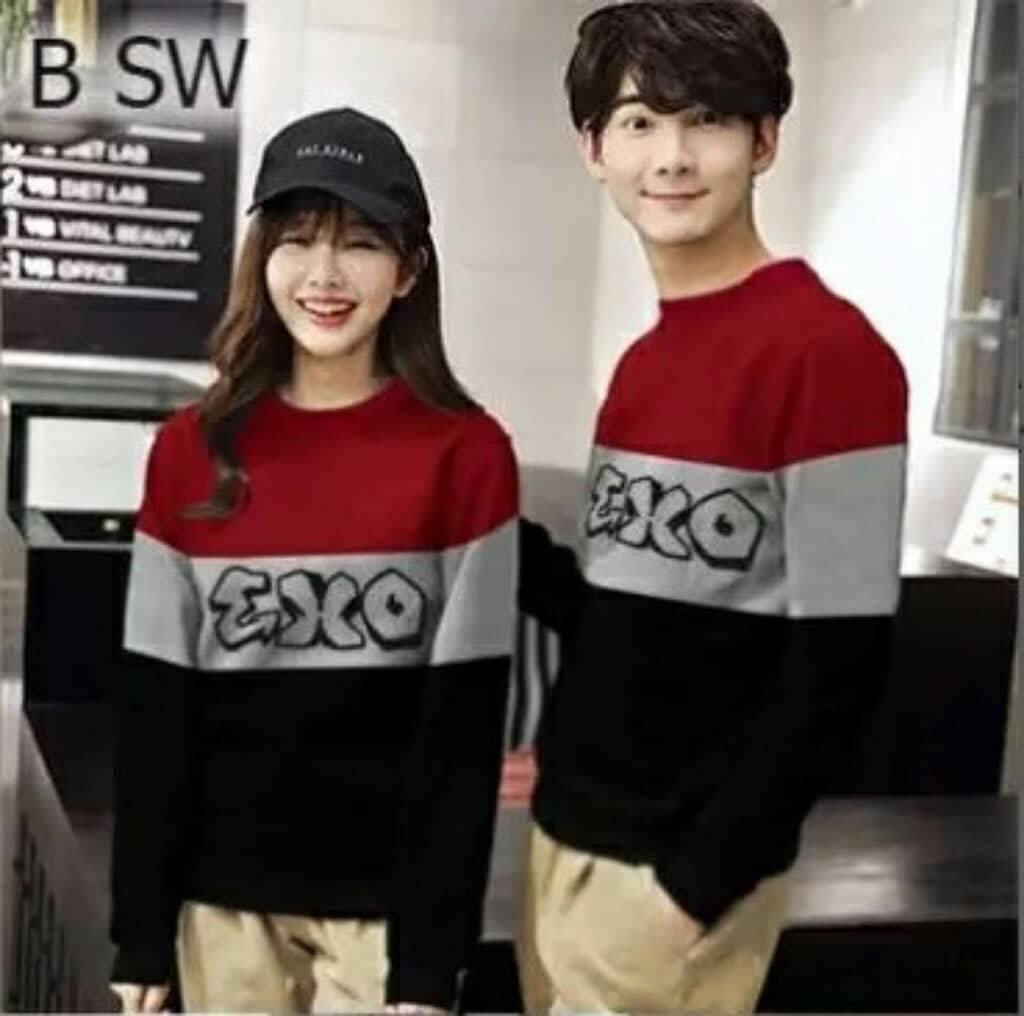 TJ.COLL - SWEATER COUPLE EXO 3W ( PRIA L WANITA M ) PAKAIAN KAPEL HARGA SUDAH DAPAT 2 SWEATER FASHION COUPLE BAJU KEMBARAN KAOS PASANGAN