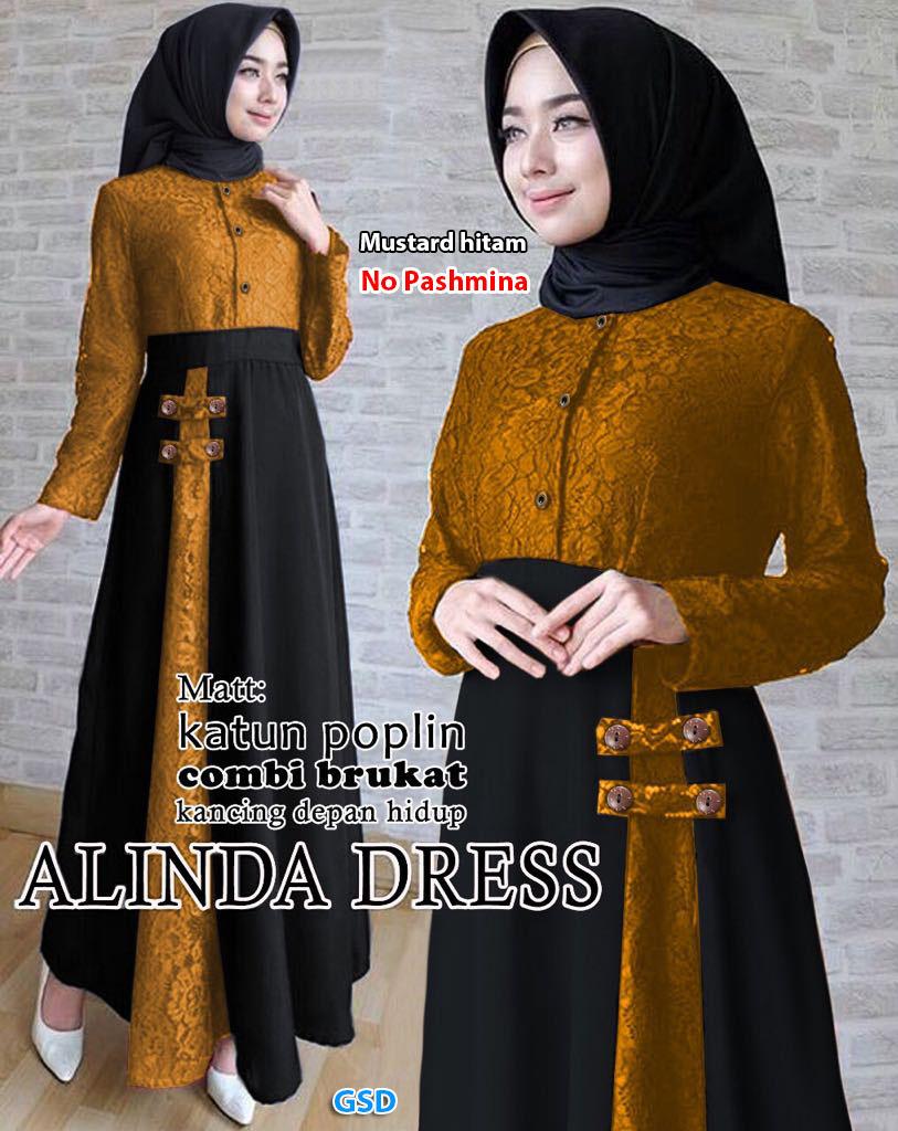 GSD-Gamis Syari Simple Elegant / Maxi Linda Hitam Mustard