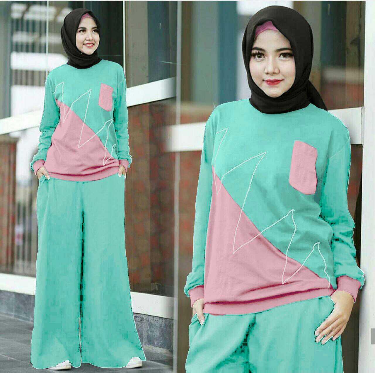 lunashop fashion wanita model setelan yumna tosca pink